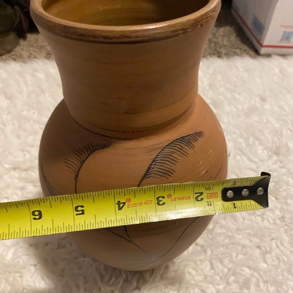 50%offw❤️ Joe Smith Handmade Clay Vase 11.5x6 etched pottery